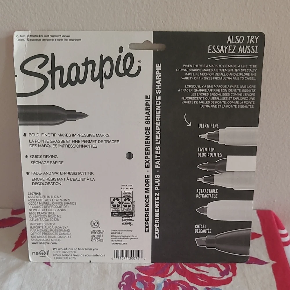 Sharpie 12-Count Fine Point Permanent Markers - Multicolor
